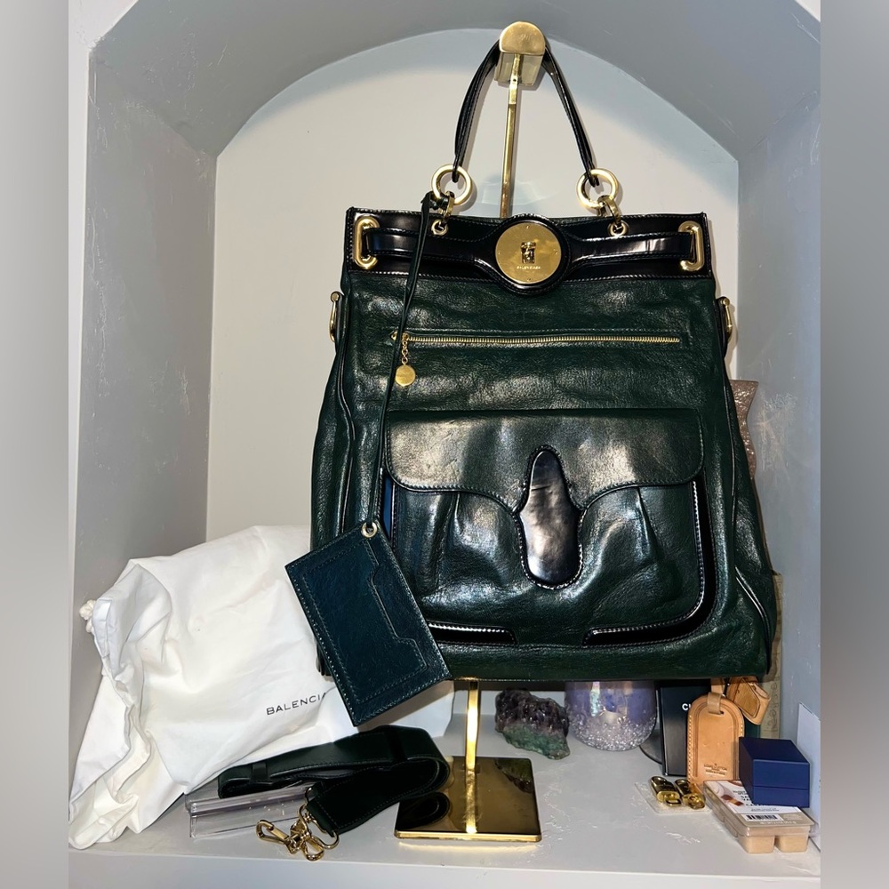 EUC Balenciaga RARE Lune Tote - Dark Olive and Black! Large!